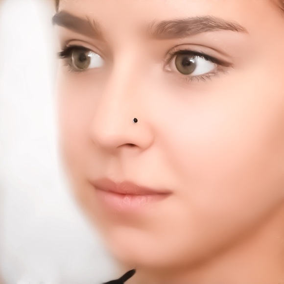 925 Sterling Silver 3mm Black Onyx Gemstone Nose Ring or Cartilage Stud Earring - Picture 5 of 11